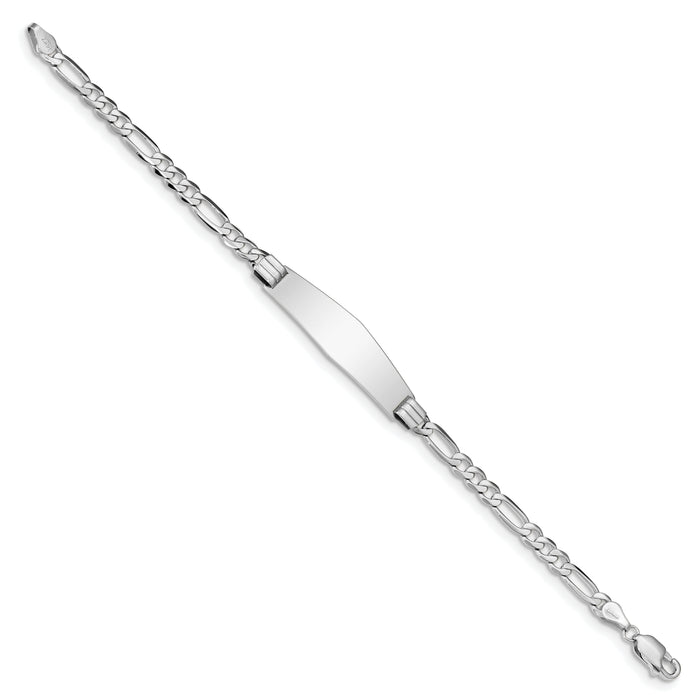 14k WG Figaro Link Soft Diamond Shape ID Bracelet-FIG110IDCW-7