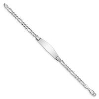 14k WG Figaro Link Soft Diamond Shape ID Bracelet-FIG110IDCW-8