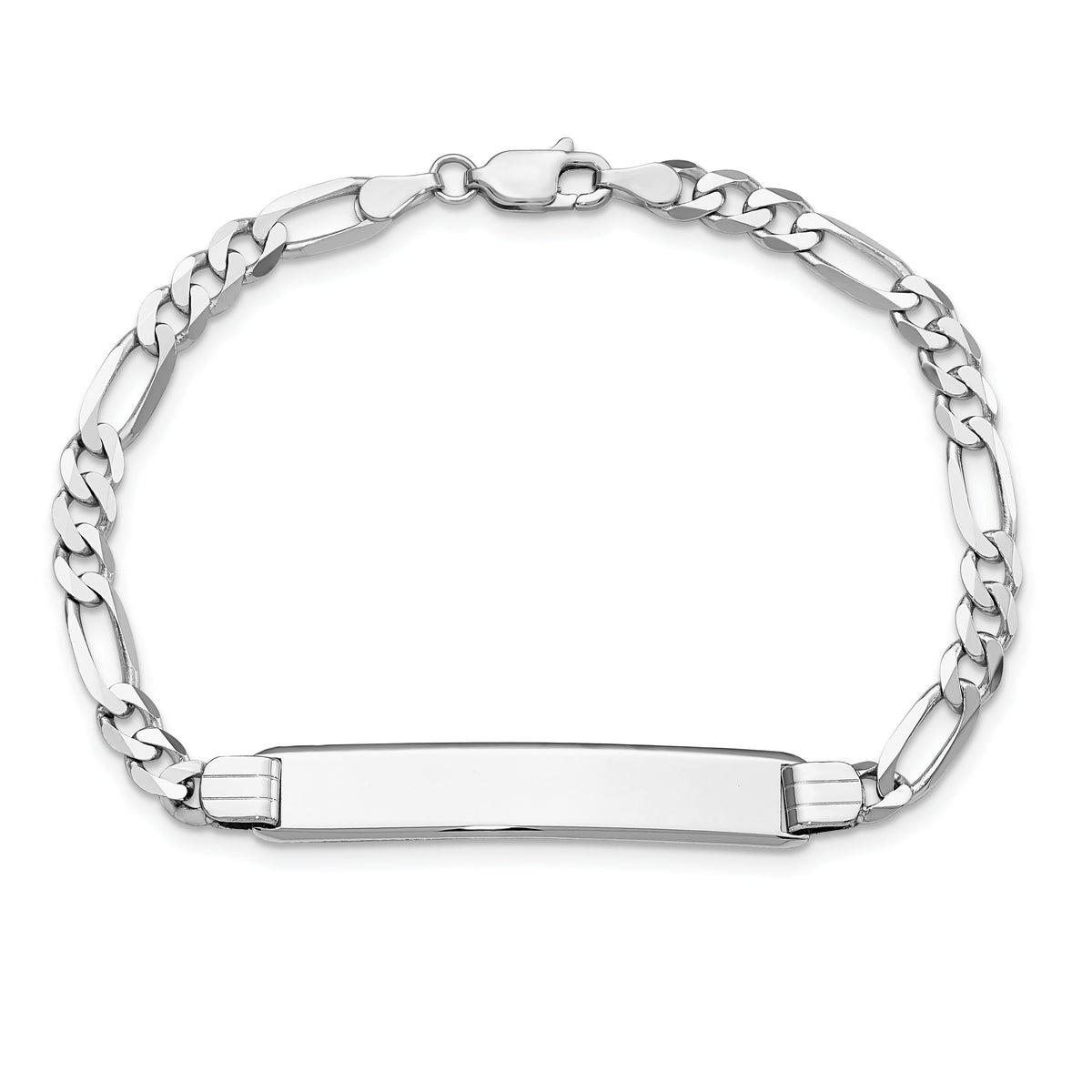14k WG Figaro Link Soft Diamond Shape ID Bracelet-FIG110IDCW-8