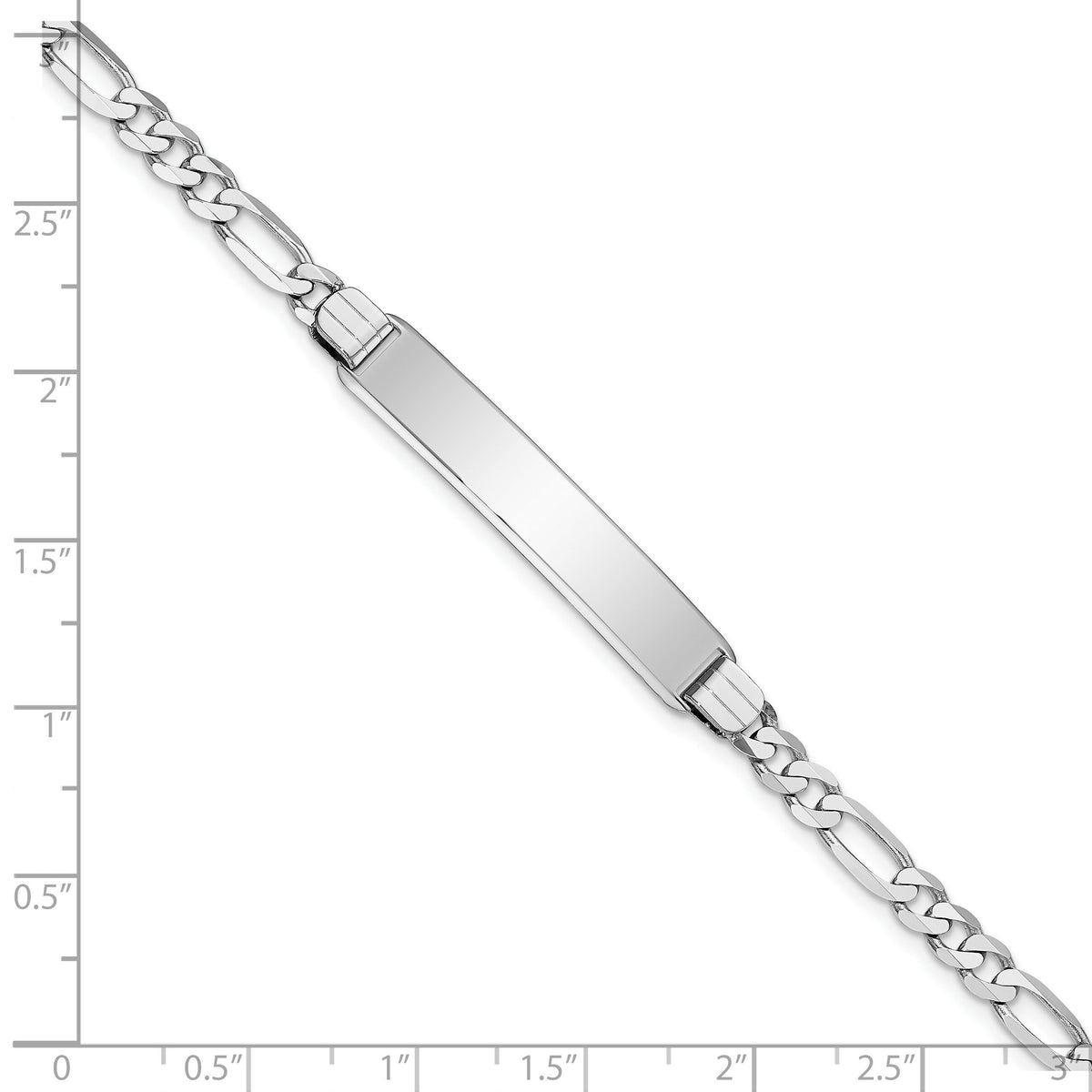 14k WG Figaro Link Soft Diamond Shape ID Bracelet-FIG110IDCW-8