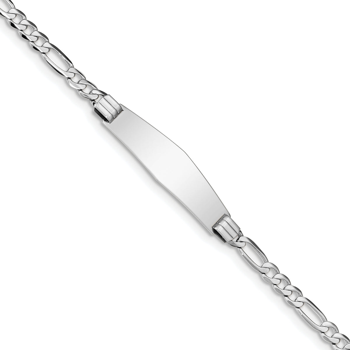 14k WG Figaro Link Soft Diamond Shape ID Bracelet-FIG110IDCW-7