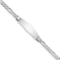 14k WG Figaro Link Soft Diamond Shape ID Bracelet-FIG110IDCW-7