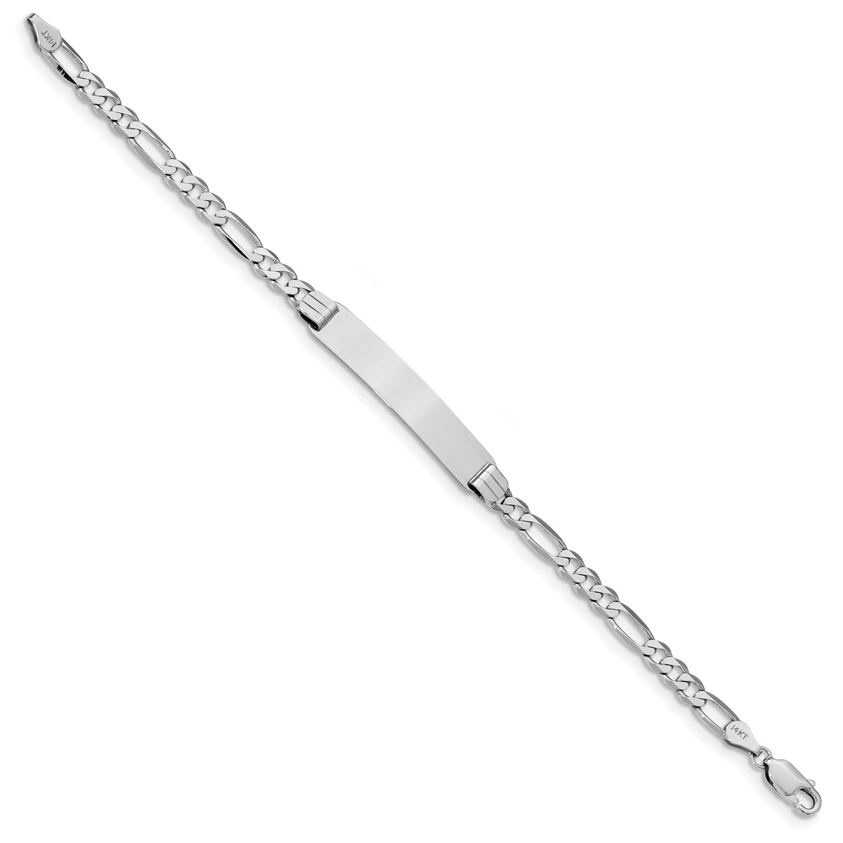 14k WG Figaro Link ID Bracelet-FIG110IDW-8