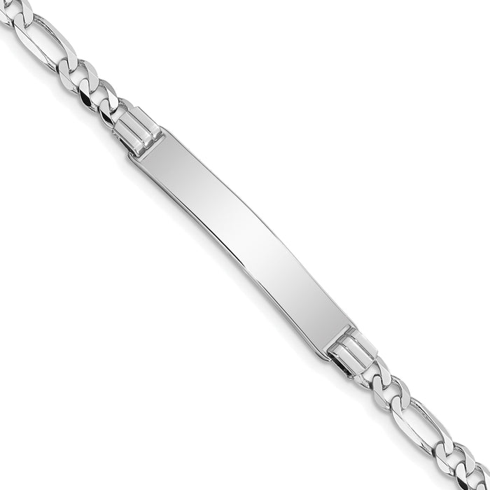 14k WG Figaro Link ID Bracelet-FIG110IDW-7