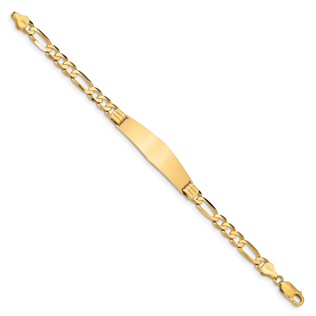 14k Figaro Soft Diamond Shape ID Bracelet-FIG160IDC-7