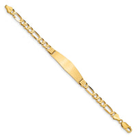 14k Figaro Soft Diamond Shape ID Bracelet-FIG160IDC-7