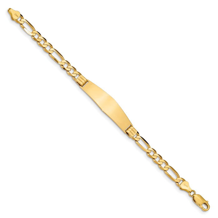 14k Figaro Soft Diamond Shape ID Bracelet-FIG160IDC-7