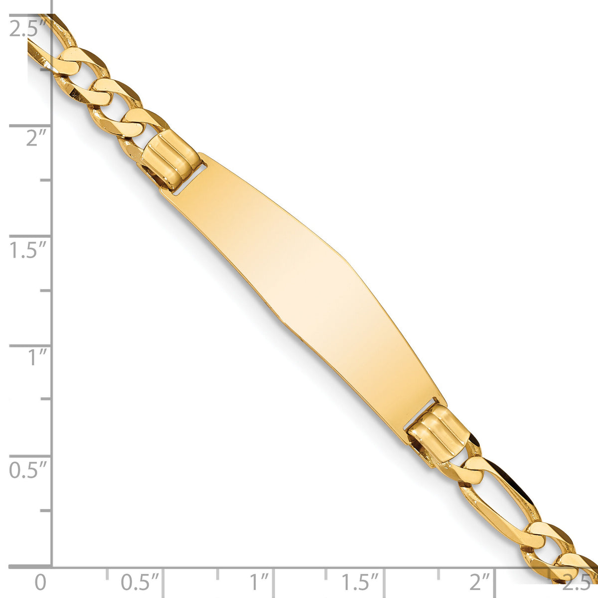 14k Figaro Soft Diamond Shape ID Bracelet-FIG160IDC-7