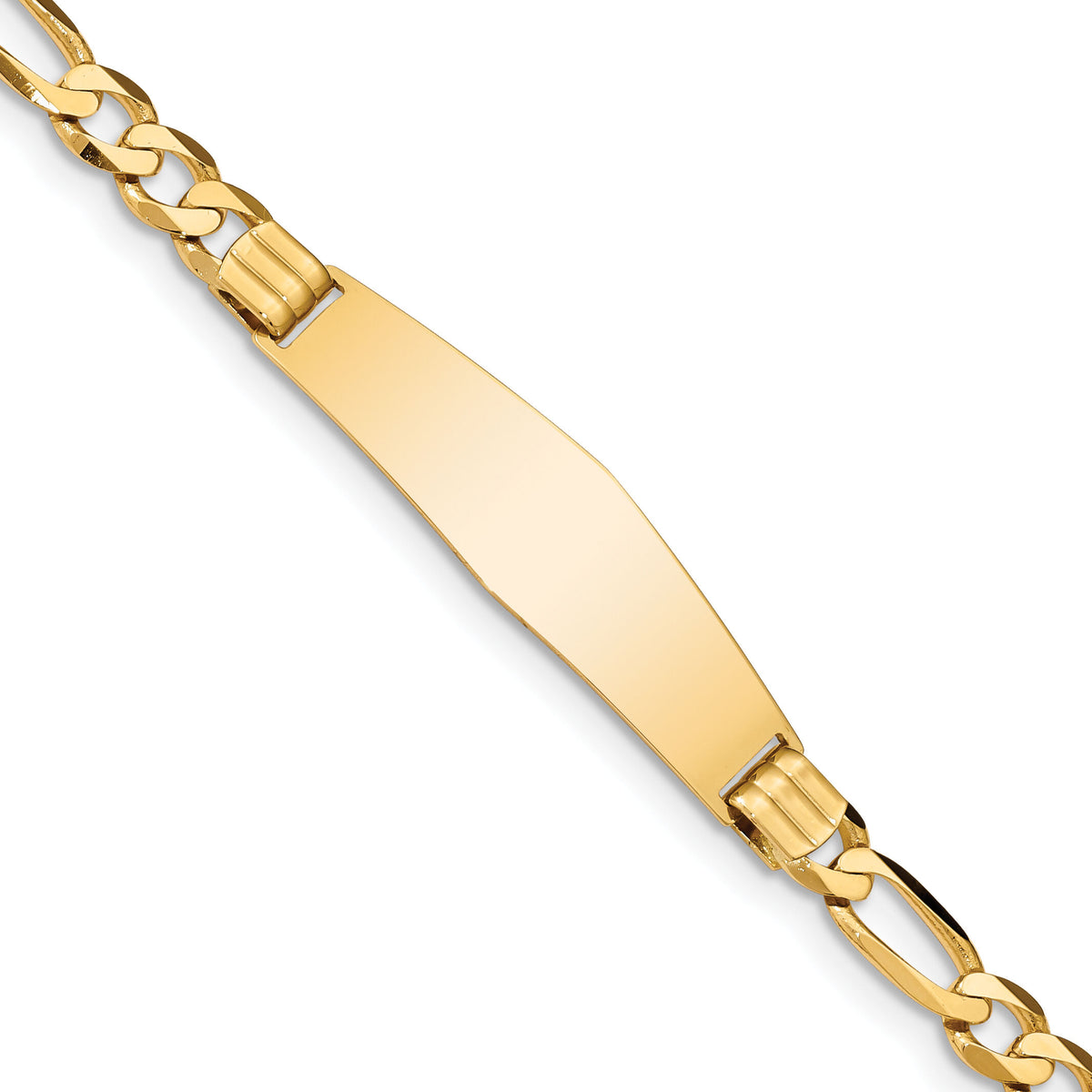 14k Figaro Soft Diamond Shape ID Bracelet-FIG160IDC-7