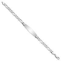 14k WG Figaro Link Soft Diamond Shape ID Bracelet-FIG160IDCW-8