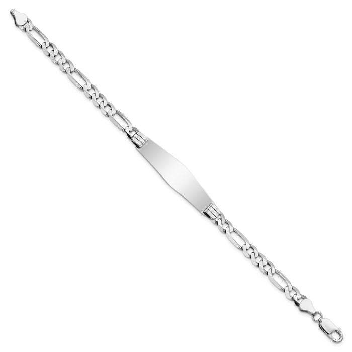 14k WG Figaro Link Soft Diamond Shape ID Bracelet-FIG160IDCW-8