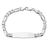 14k WG Figaro Link Soft Diamond Shape ID Bracelet-FIG160IDCW-8