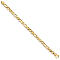 14k 6.5mm Solid Hand-polished 3 & 1 Flat Anchor Chain-FL438-7.25