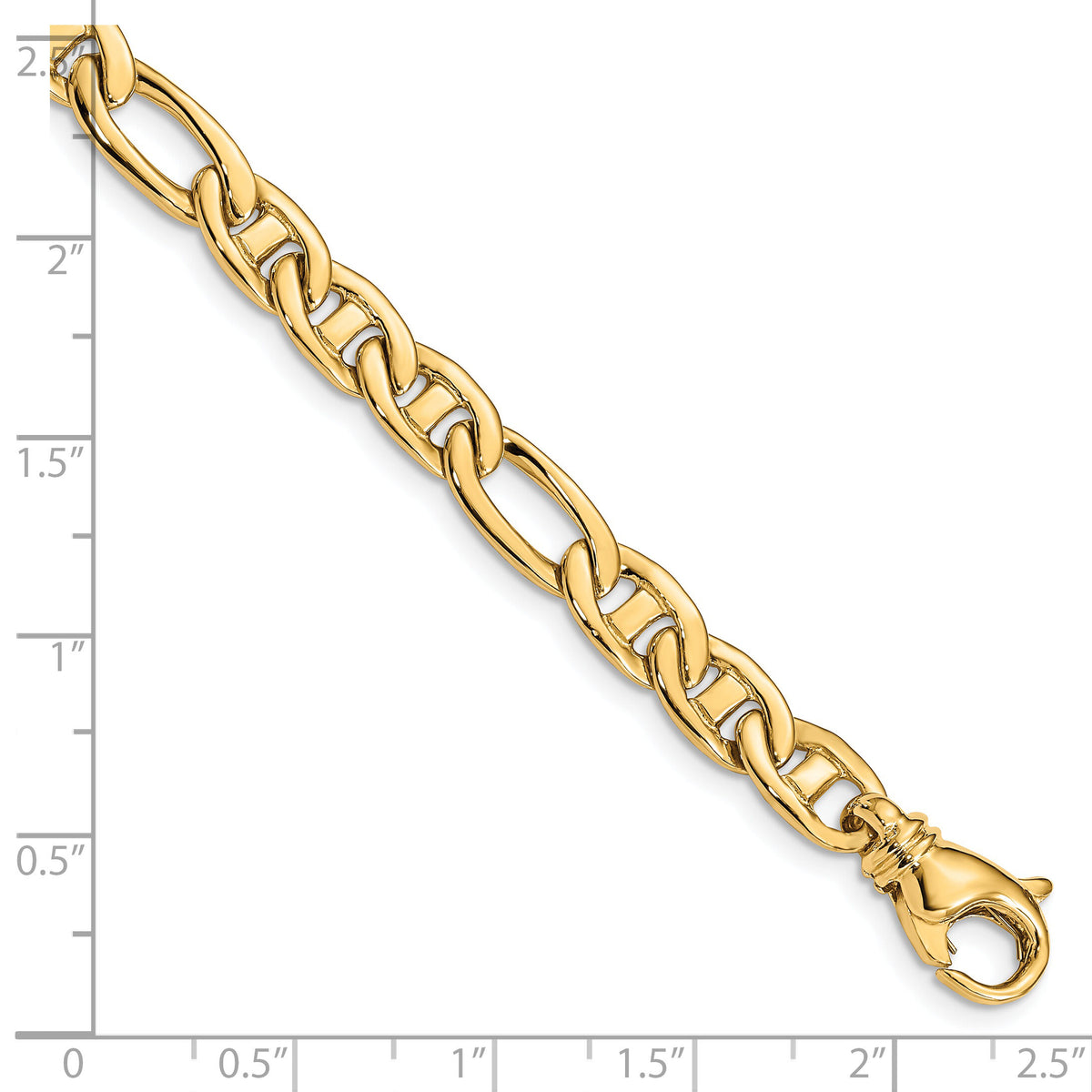 14k 6.5mm Solid Hand-polished 3 & 1 Flat Anchor Chain-FL438-7.25