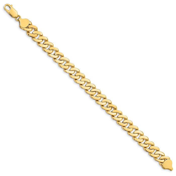 14k 8.5mm Solid Hand-Polished Fancy Link Bracelet-FL442-8
