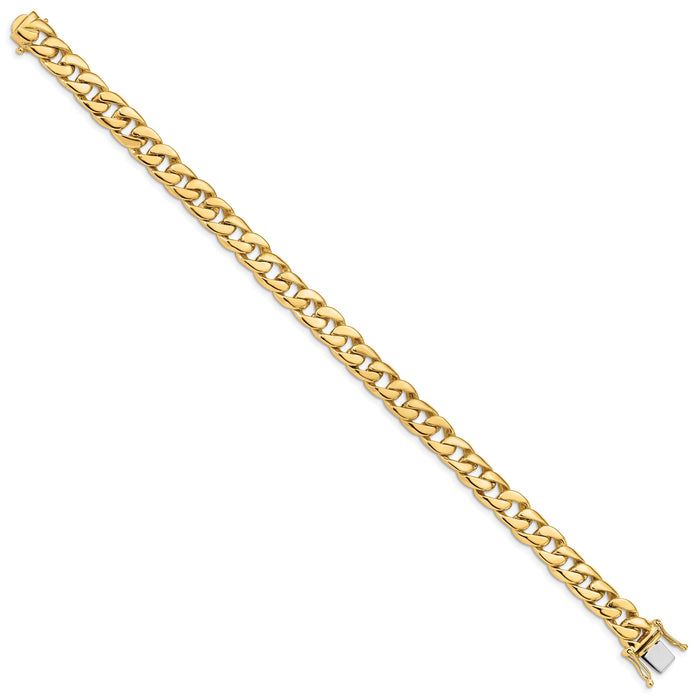 14k 8mm Solid Hand-Polished Curb Link Chain-FL445-8.5