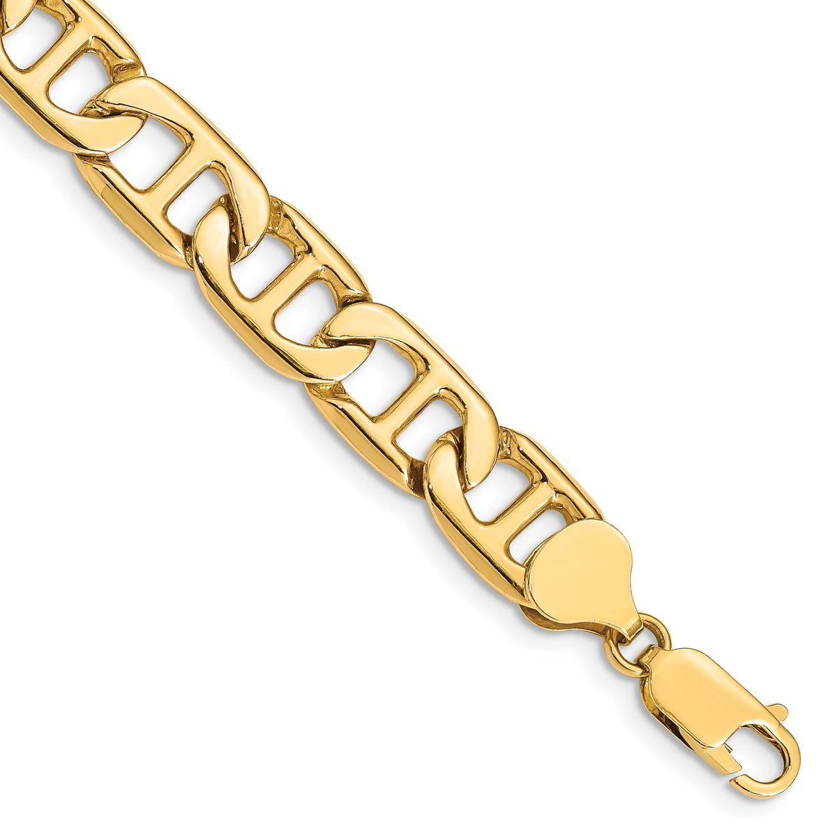14k 8.75mm Solid Hand-Polished Anchor Link Bracelet-FL446-7