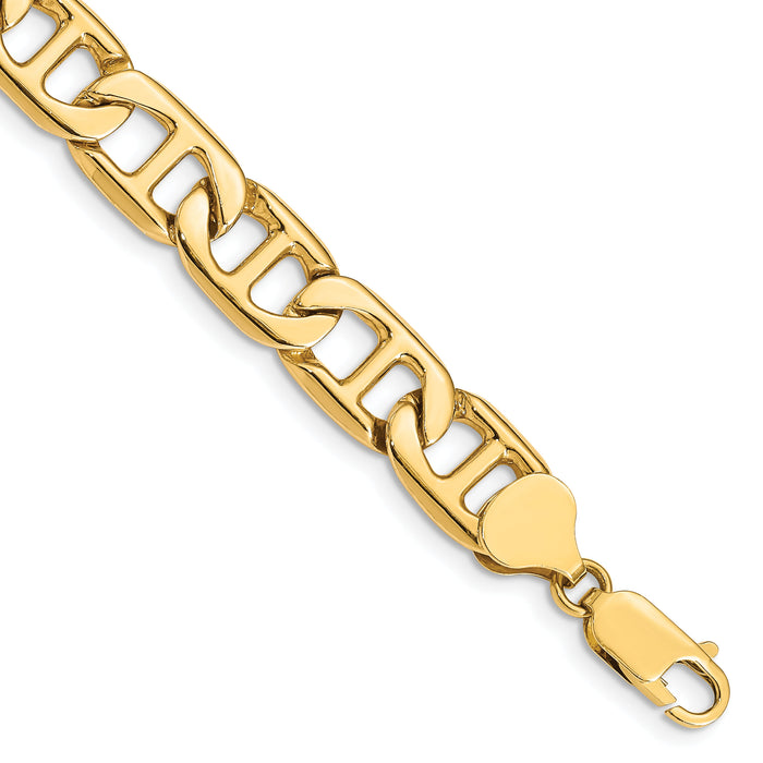 14k 8.75mm Solid Hand-Polished Anchor Link Bracelet-FL446-8