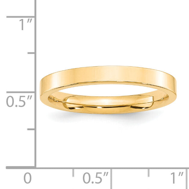 14KY 3mm Standard Flat Comfort Fit Band-FLC030