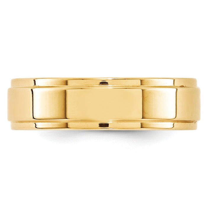 14KY 6mm Flat with Step Edge Band-FLE060