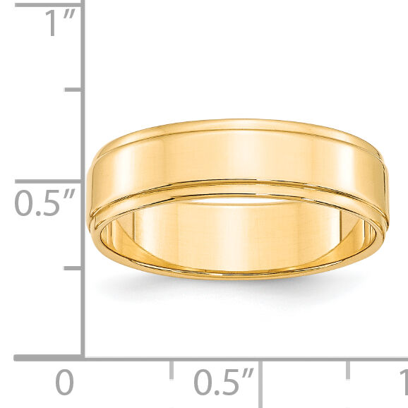 14KY 6mm Flat with Step Edge Band-FLE060