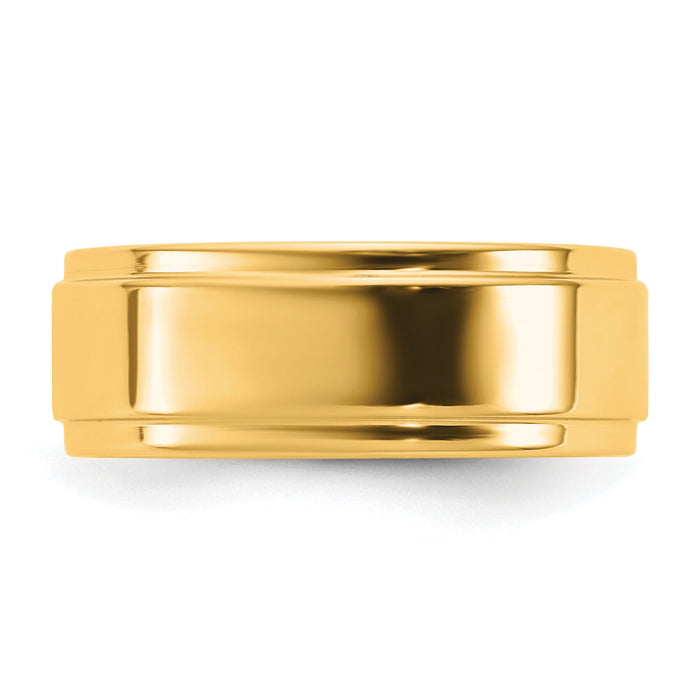 14KY 7mm Flat with Step Edge Band-FLE070