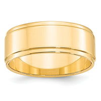 14KY 8mm Flat with Step Edge Band-FLE080