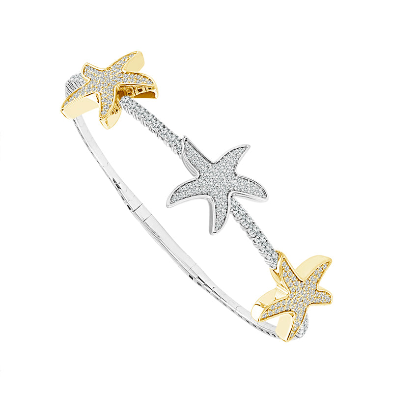 Diamond Bangle 1.50 ct tw 14k Yellow Gold+14k White Gold-FSBG5167S8YW-6C