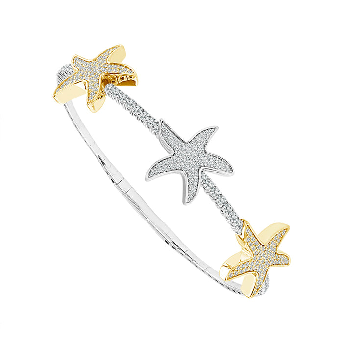 Diamond Bangle 1.50 ct tw 14k Yellow Gold+14k White Gold-FSBG5167S8YW-6C