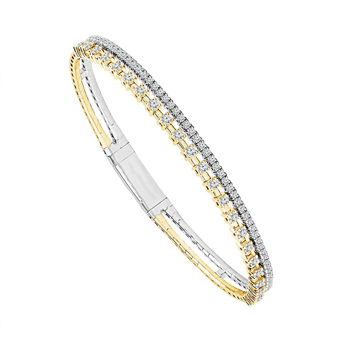 Diamond Bangle 1.17 ct tw 14k White Gold+14k Yellow Gold-FSBG5173S8WY-6C