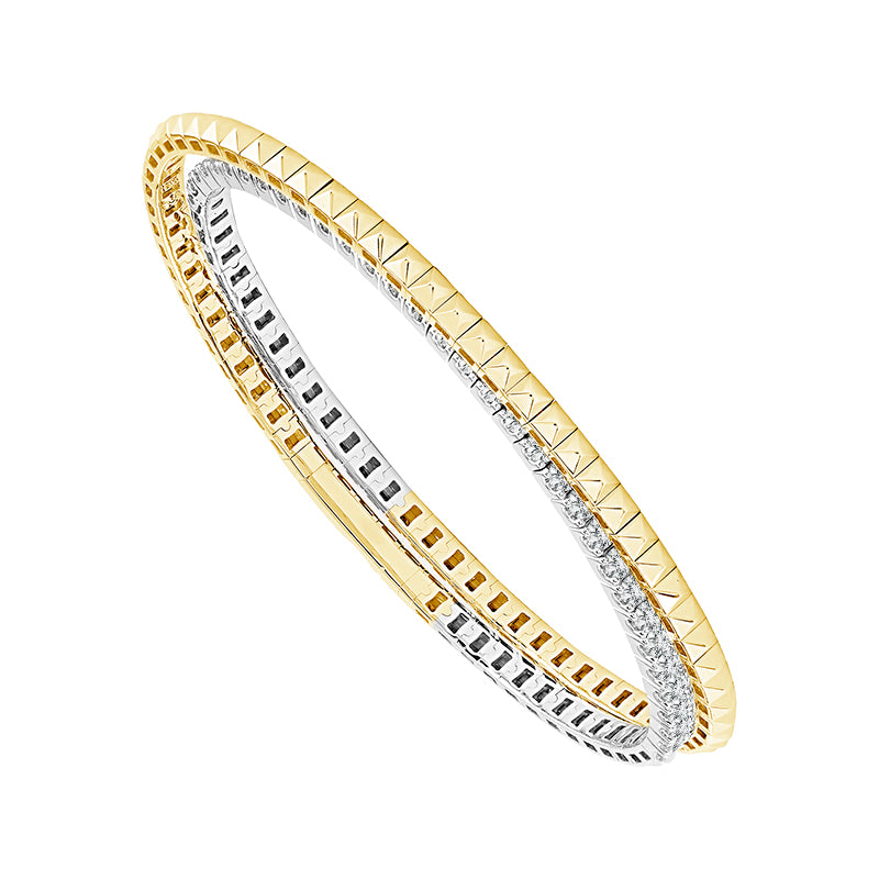Diamond Bangle 2 ct tw 14k Yellow Gold+14k White Gold-FSBG5201S8YW-6C