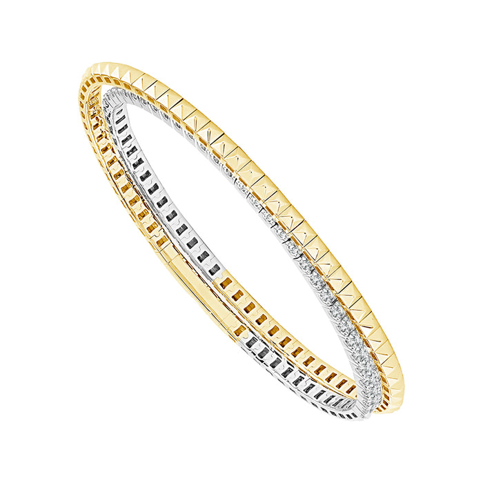 Diamond Bangle 2 ct tw 14k Yellow Gold+14k White Gold-FSBG5201S8YW-6C