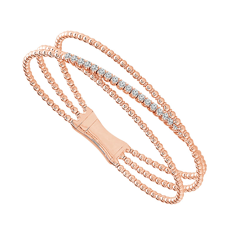 Diamond Bangle 0.63 ct tw 14k Yellow Gold+14k White Gold-FSBG5210S8YW