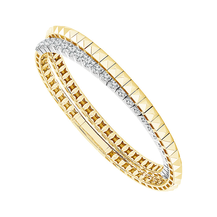 Diamond Bangle 4 ct tw 14k Yellow Gold+14k White Gold-FSBG5217S8YW-6C