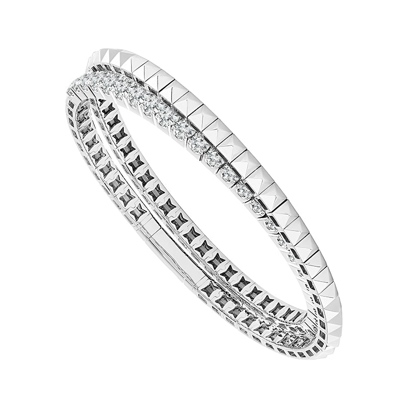 Diamond Bangle 4 ct tw 14k Yellow Gold+14k White Gold-FSBG5217S8YW-6C