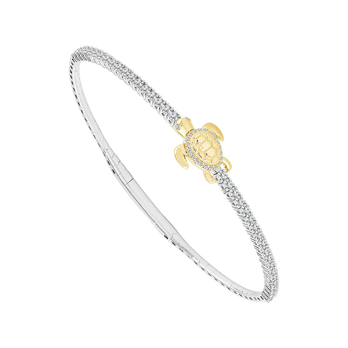 Diamond Bangle 1 ct tw 14k Yellow Gold+14k White Gold-FSBG5235S8YW-6C
