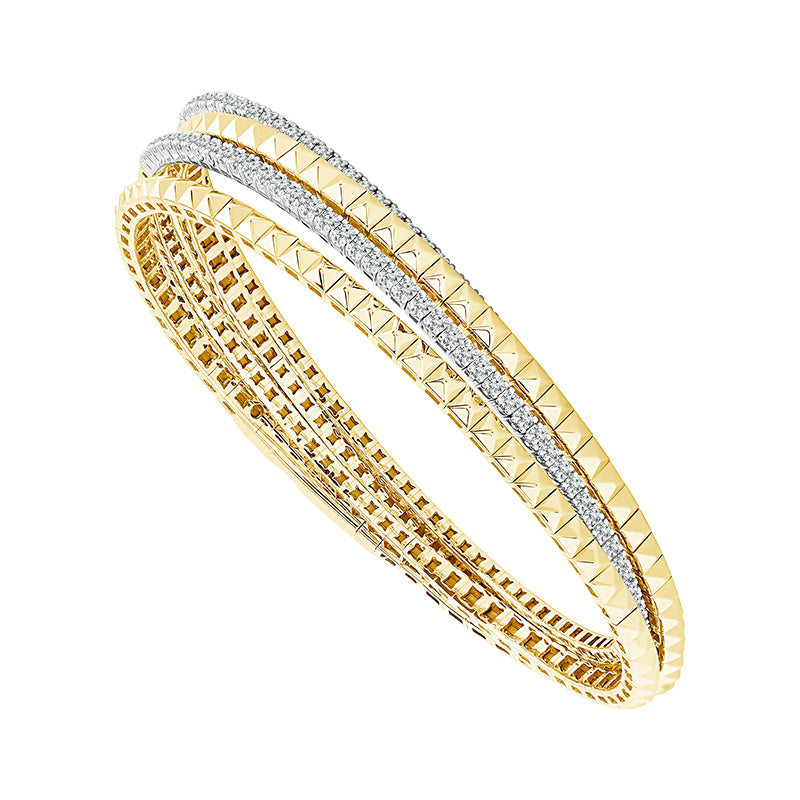Diamond Bangle 8 ct tw 14k Yellow Gold+14k White Gold-FSBG5276S8YW-6C