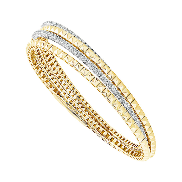 Diamond Bangle 8 ct tw 14k Yellow Gold+14k White Gold-FSBG5276S8YW-6C