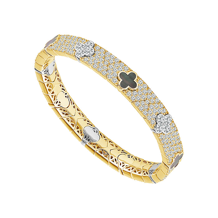 Diamond Bangle 6.25 ct tw 14k Yellow Gold+14k White Gold-FSBG5339PLS8YW-6C