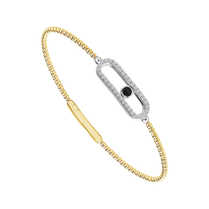 Diamond Bangle 0.25 ct tw 14k Yellow Gold+14k White Gold-FSBG5368BOS8YW-6C