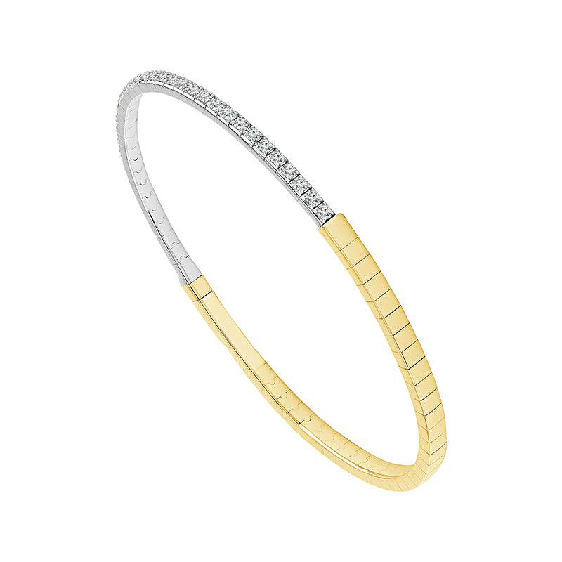 Diamond Bangle 0.60 ct tw 14k Yellow Gold+14k White Gold-FSBG5376S8YW-6C