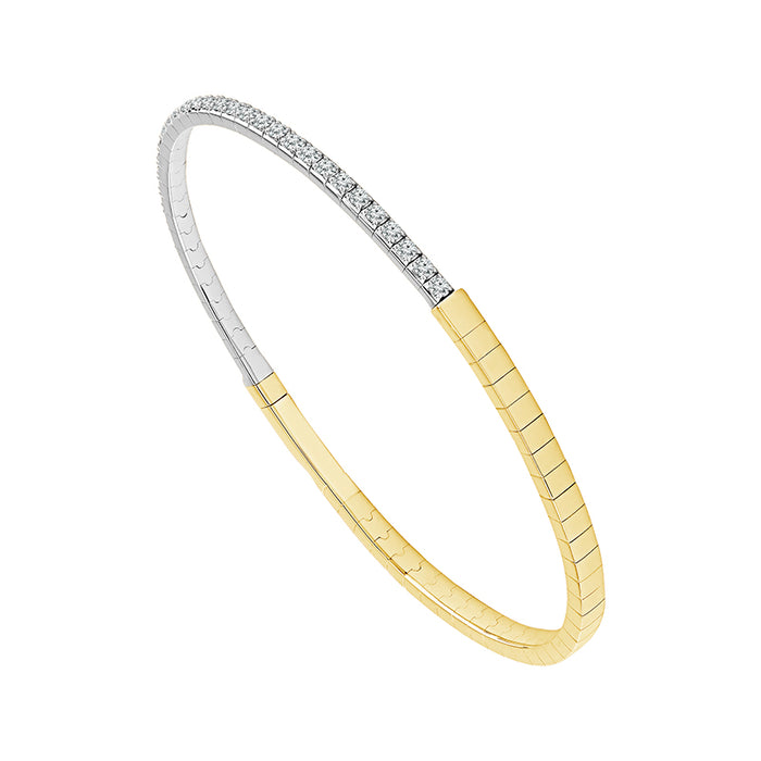 Diamond Bangle 0.60 ct tw 14k Yellow Gold+14k White Gold-FSBG5376S8YW-6C