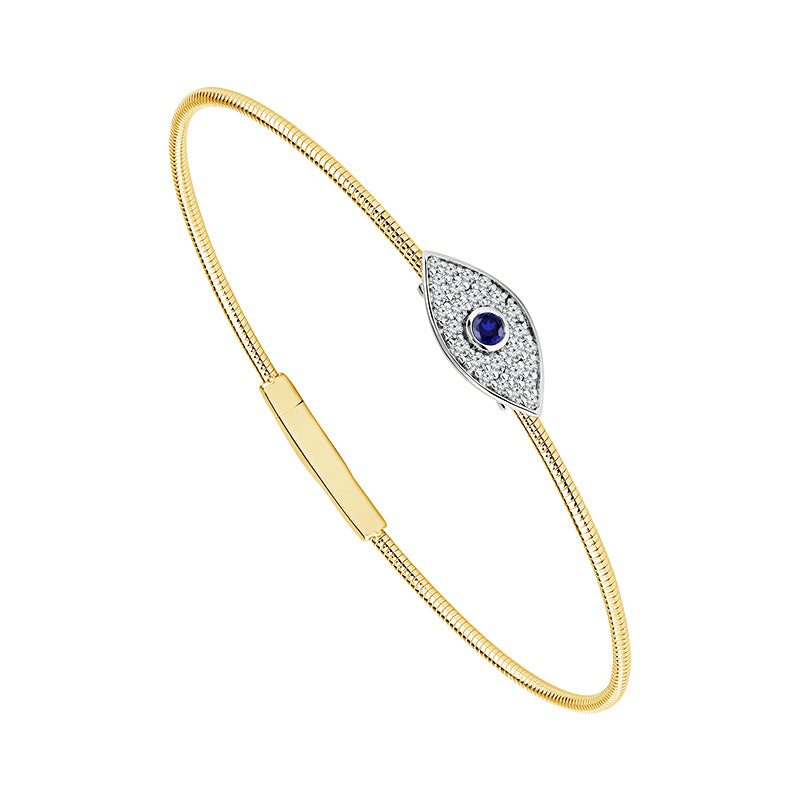 Diamond Bangle 0.25 ct tw 14k Yellow Gold+14k White Gold-FSBG5378BSS8YW-6C