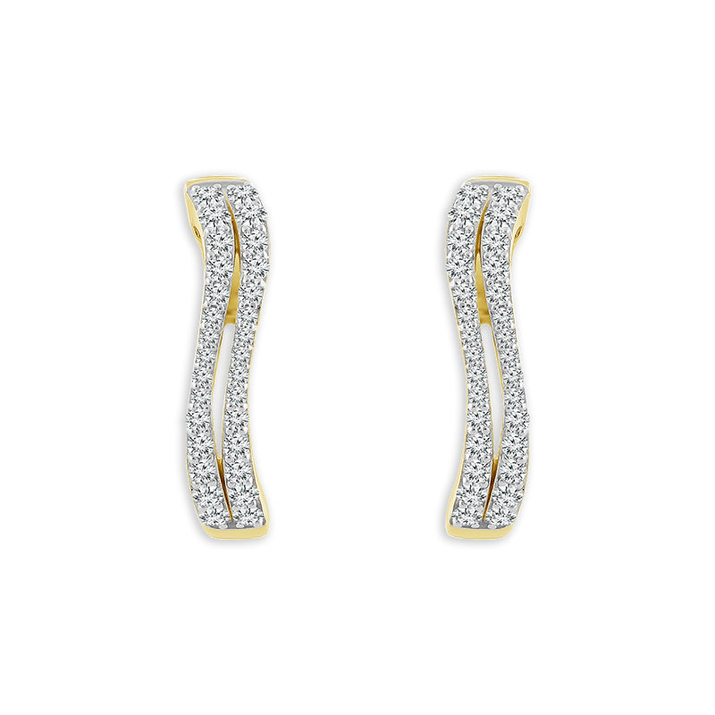 Diamond Hoops Earrings 0.50 ct tw 10k Yellow Gold-FSE4257A78Y0