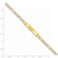 14k with Rhodium PavÃ© Figaro ID Bracelet-FW100ID-7