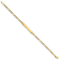 14k with Rhodium PavÃ© Figaro ID Bracelet-FW100ID-8