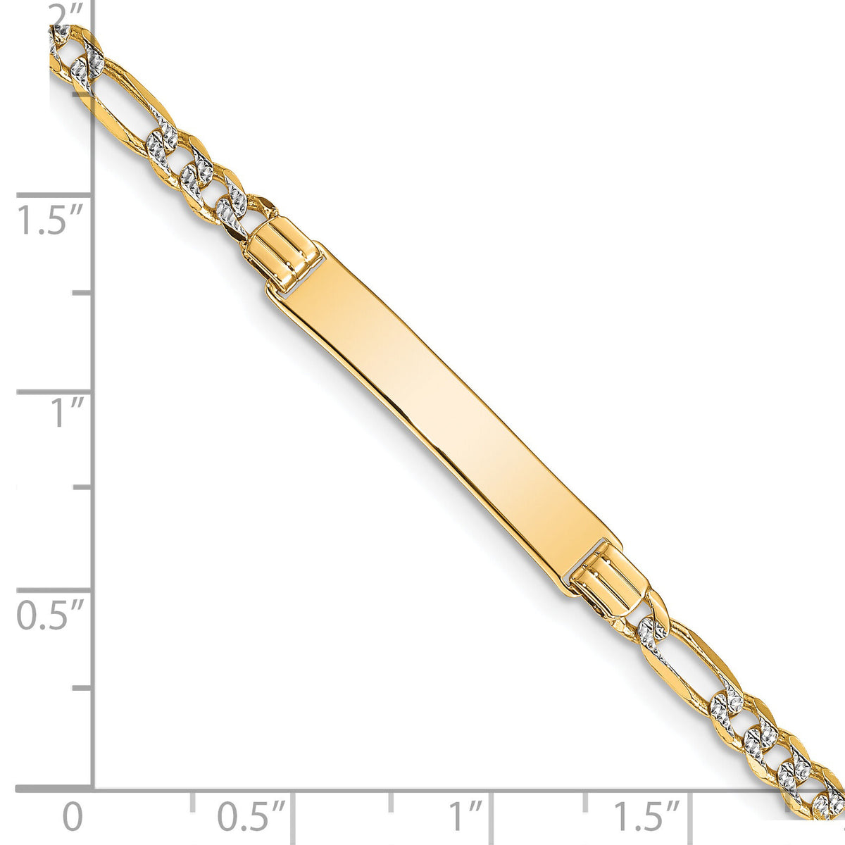 14k with Rhodium PavÃ© Figaro ID Bracelet-FW100ID-7