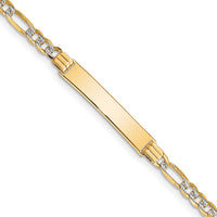 14k with Rhodium PavÃ© Figaro ID Bracelet-FW100ID-7