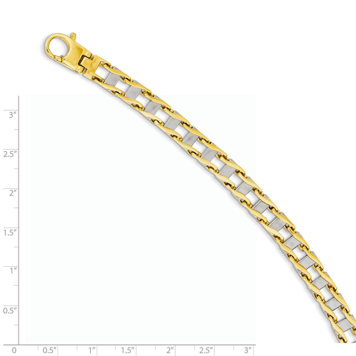 14k Two-tone 7.5mm Hand-polished Fancy Link Bracelet-GB168-8.5