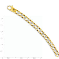 14k Two-tone 7.5mm Hand-polished Fancy Link Bracelet-GB168-8.5